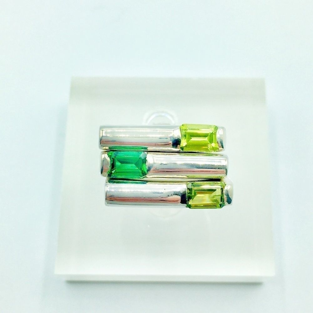 Set of 3 sterling silver gemstone stack rings
